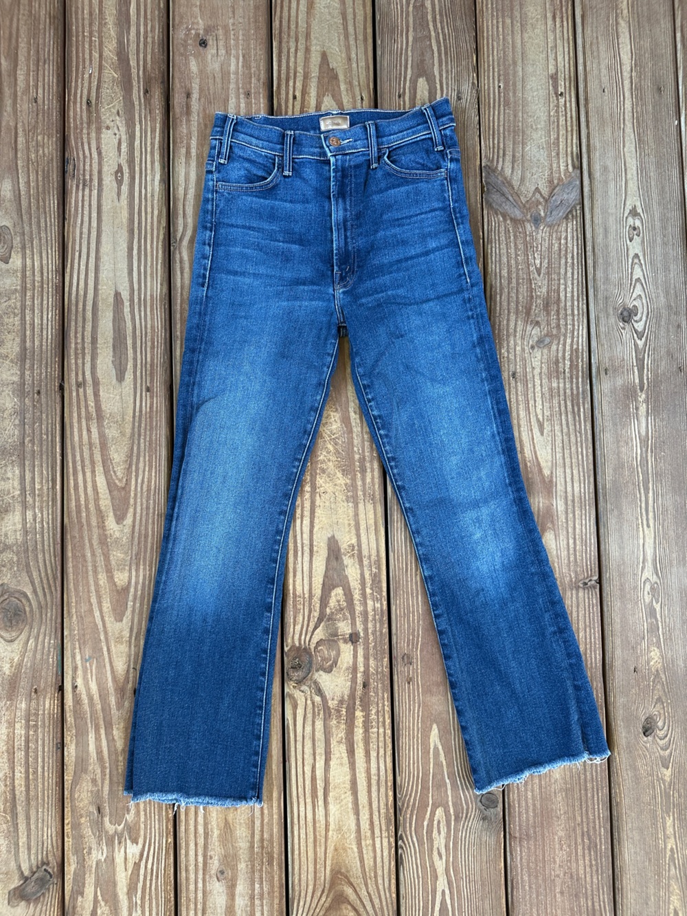 MOTHER The Hustler Ankle Fray Jeans Size 27 High Rise Blue
